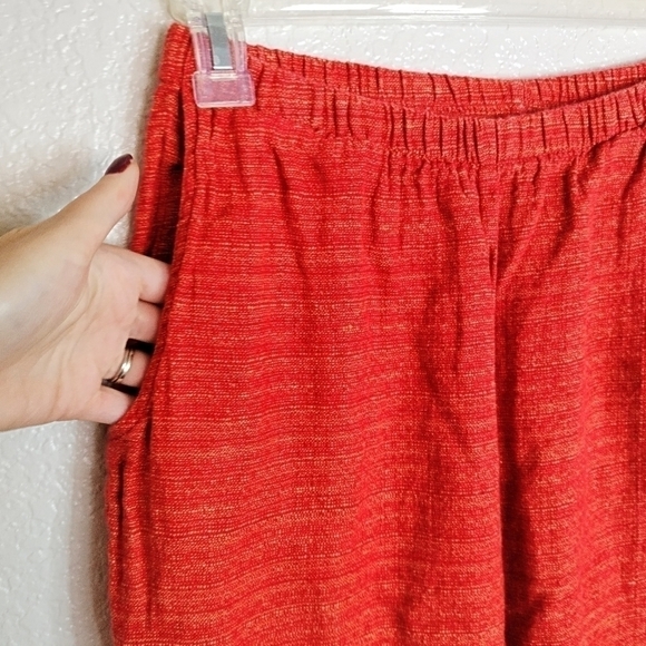 FLAX langenlook elastic waist ankle linen pockets straight leg pants sz S - Picture 3 of 7